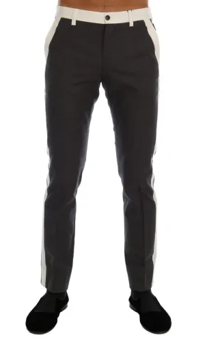 Gray Cotton Stripe Formal Pants