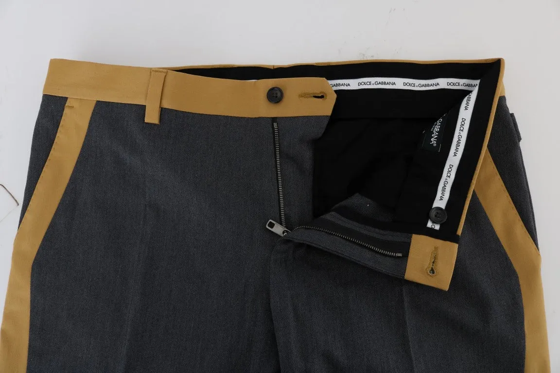 Gray Cotton Yellow Stripe Pants
