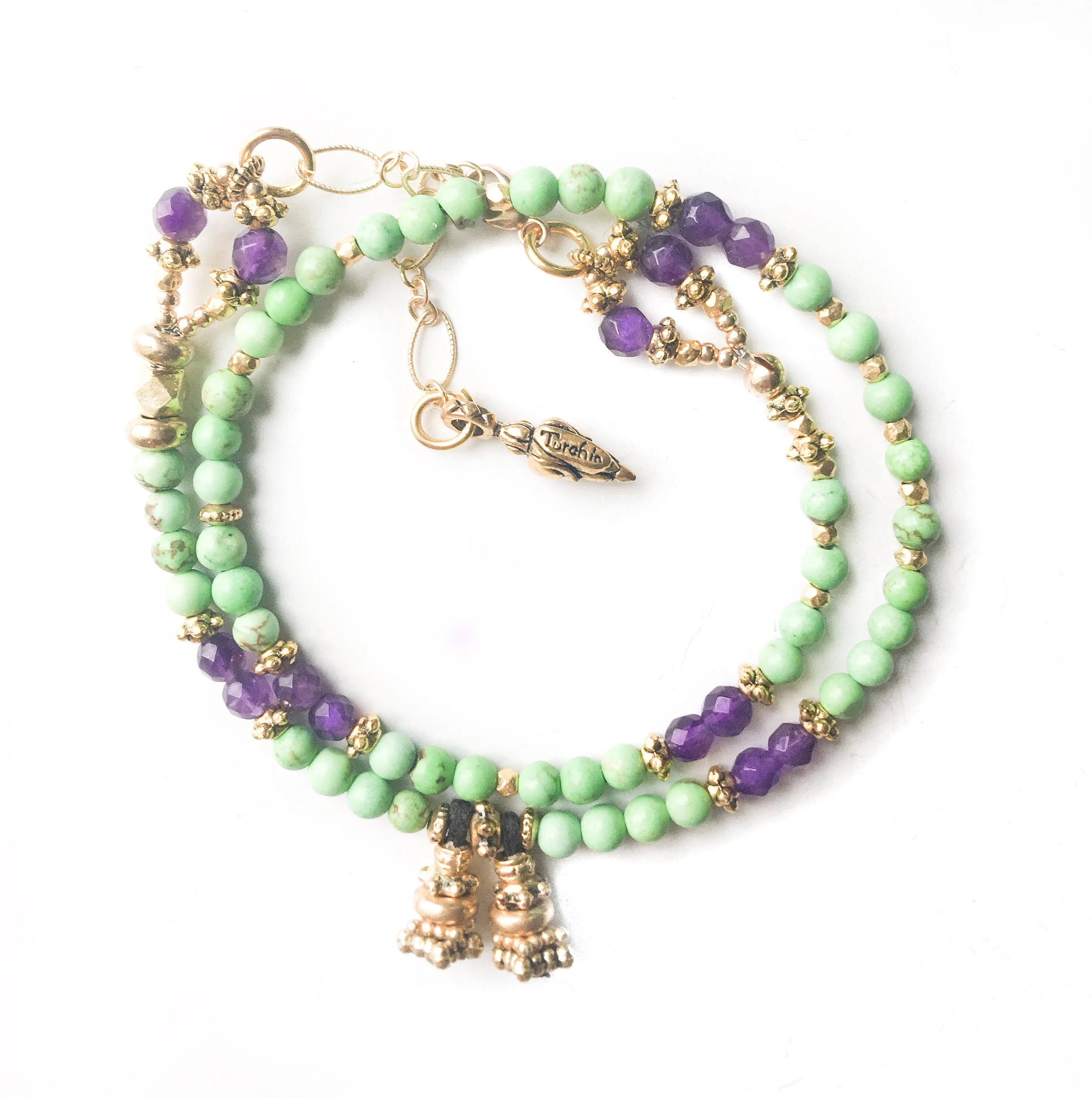 Green Turquoise & Amethyst Love Wrap