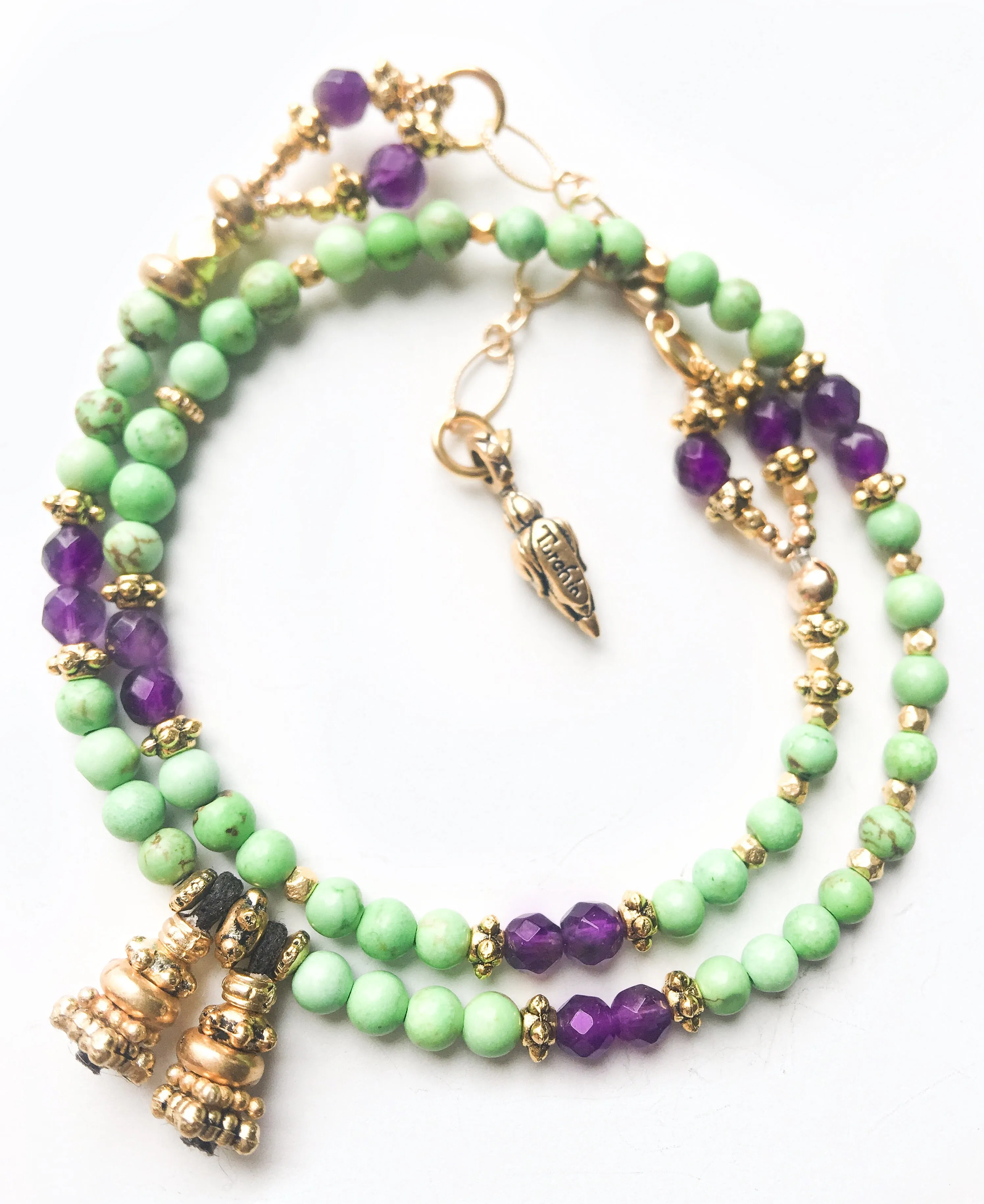 Green Turquoise & Amethyst Love Wrap