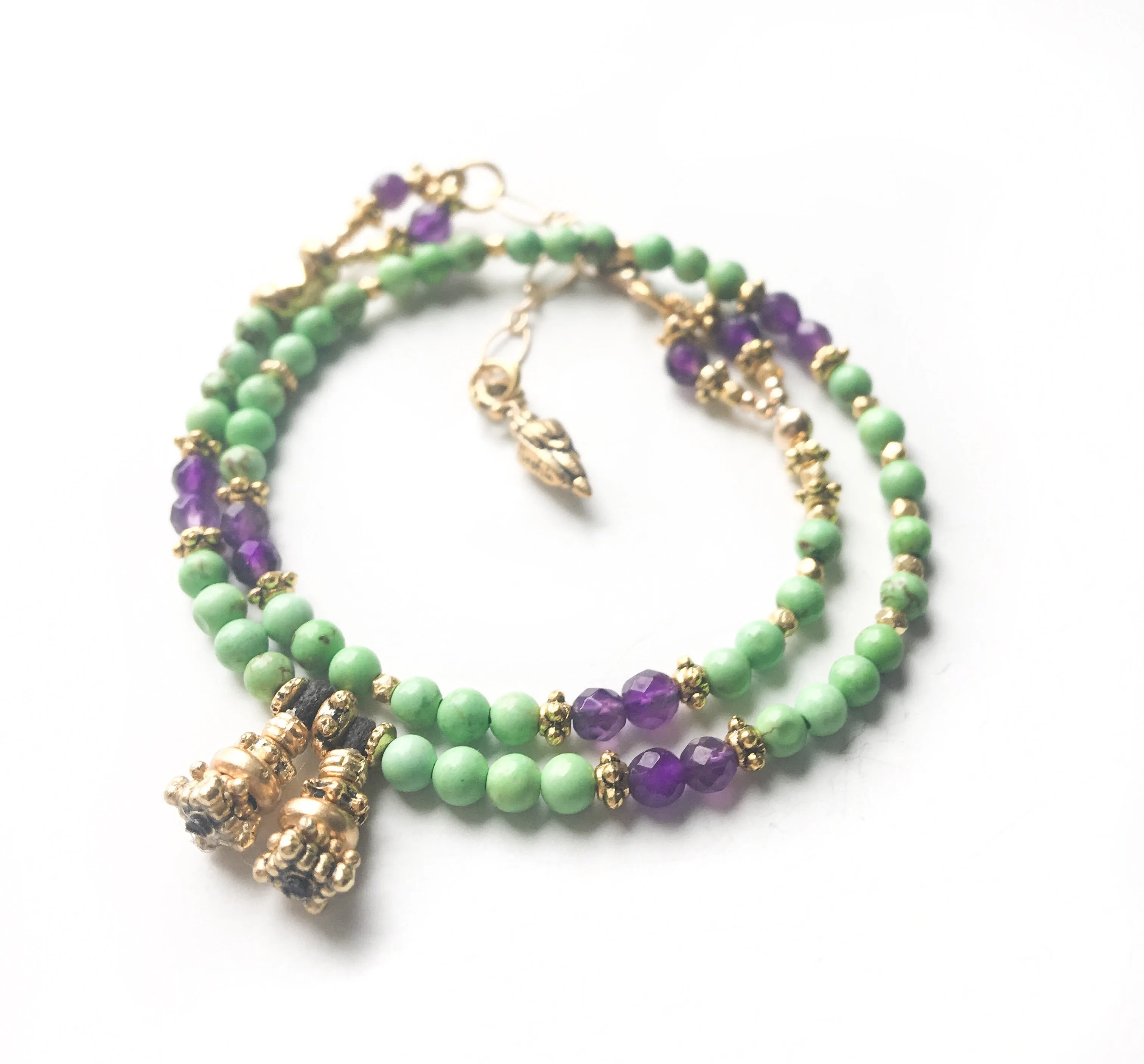 Green Turquoise & Amethyst Love Wrap
