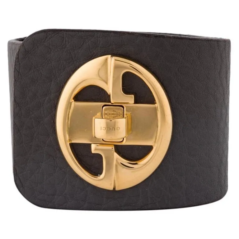 Gucci 1973 "GG" Logo Leather Bracelet