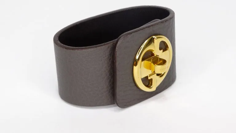 Gucci 1973 "GG" Logo Leather Bracelet