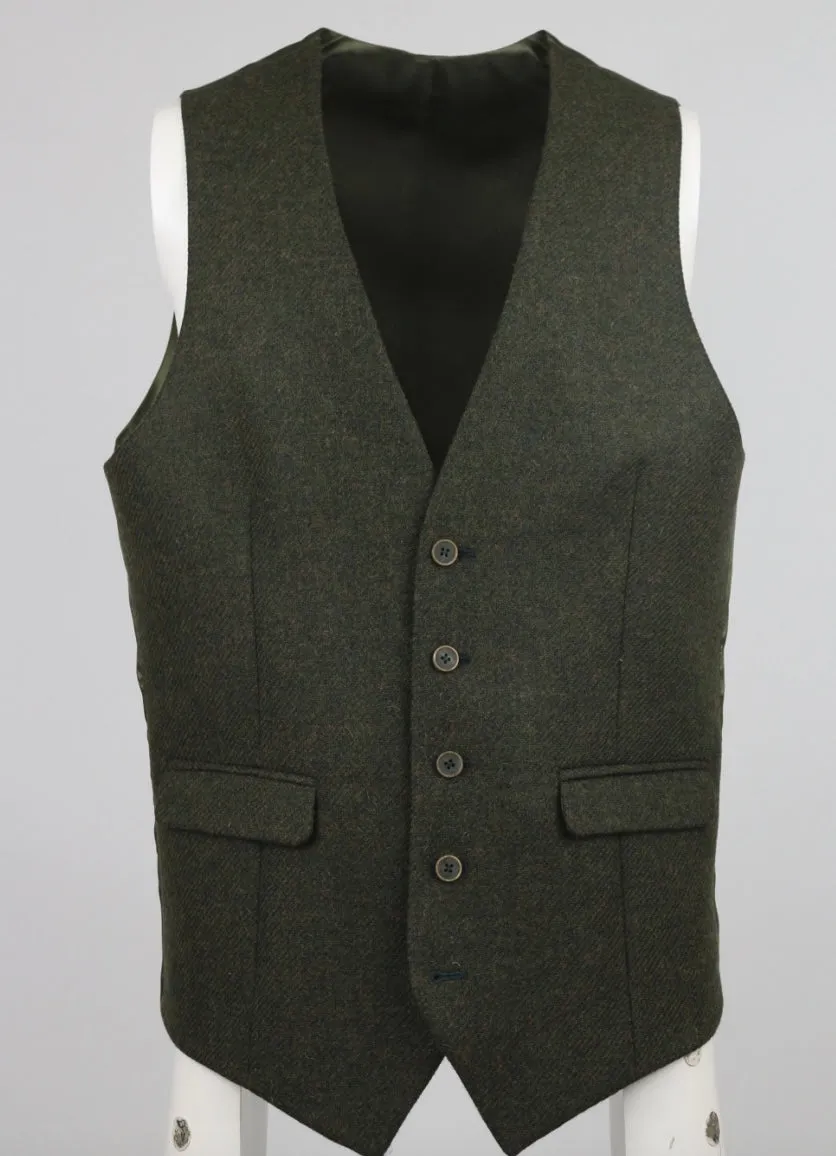 Gun Hill Mens Sibson Tweed Waistcoat - Green
