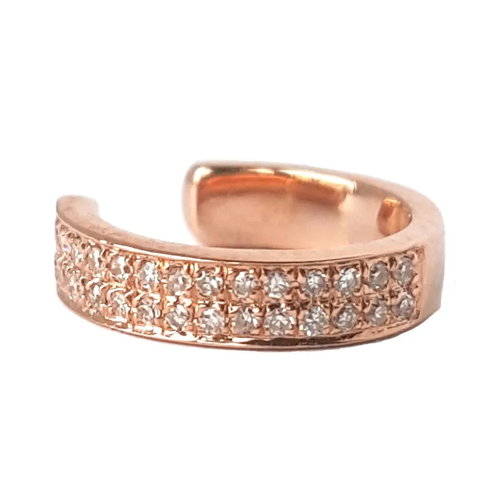 Half Double Row Diamond & Gold Ear Cuff