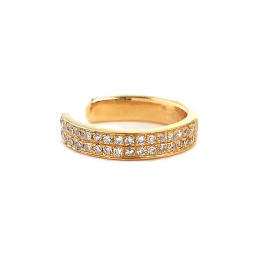 Half Double Row Diamond & Gold Ear Cuff