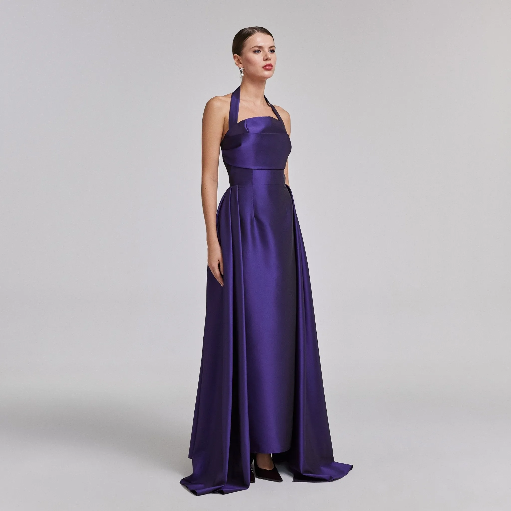 Halter Neck taffeta Maxi Dress