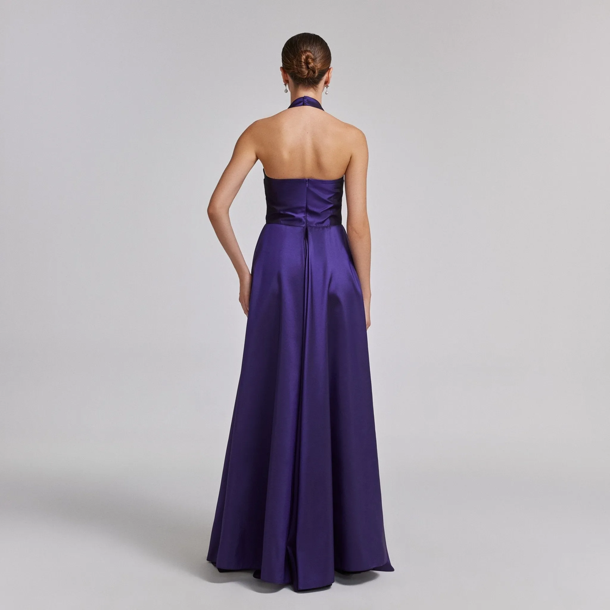 Halter Neck taffeta Maxi Dress