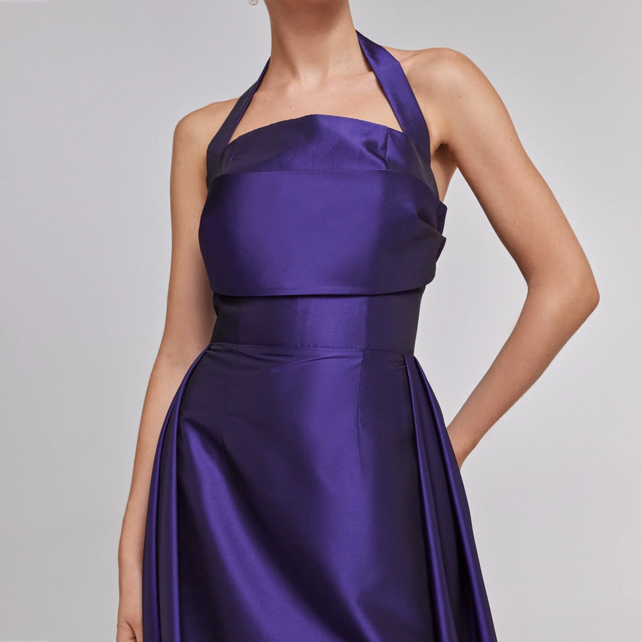 Halter Neck taffeta Maxi Dress