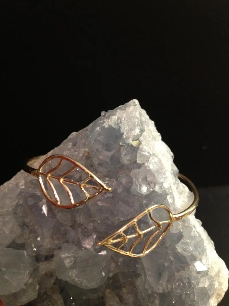 Hammered Double Leaf Cuff