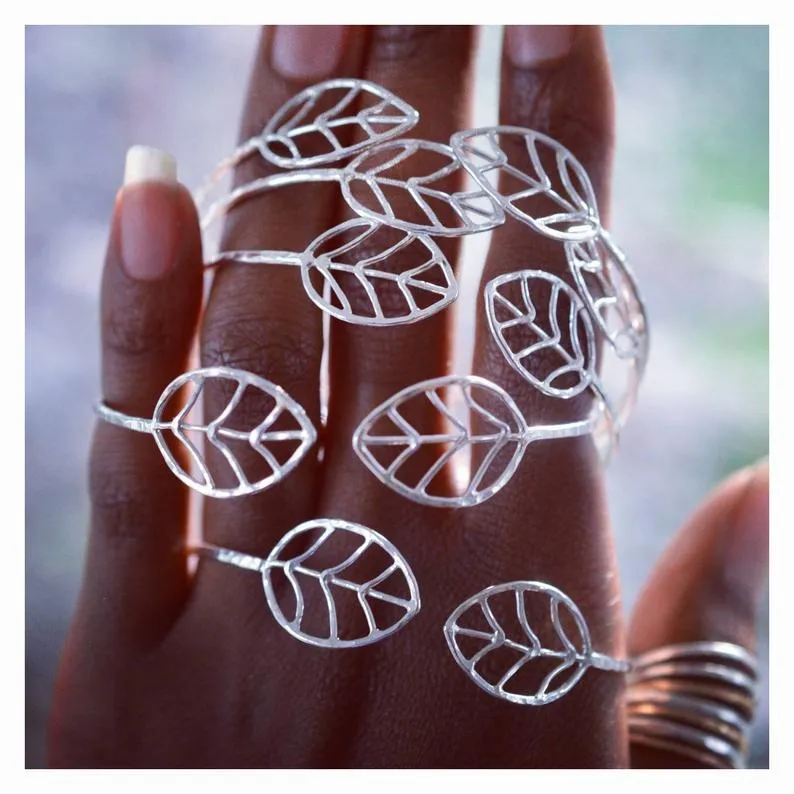 Hammered Double Leaf Cuff