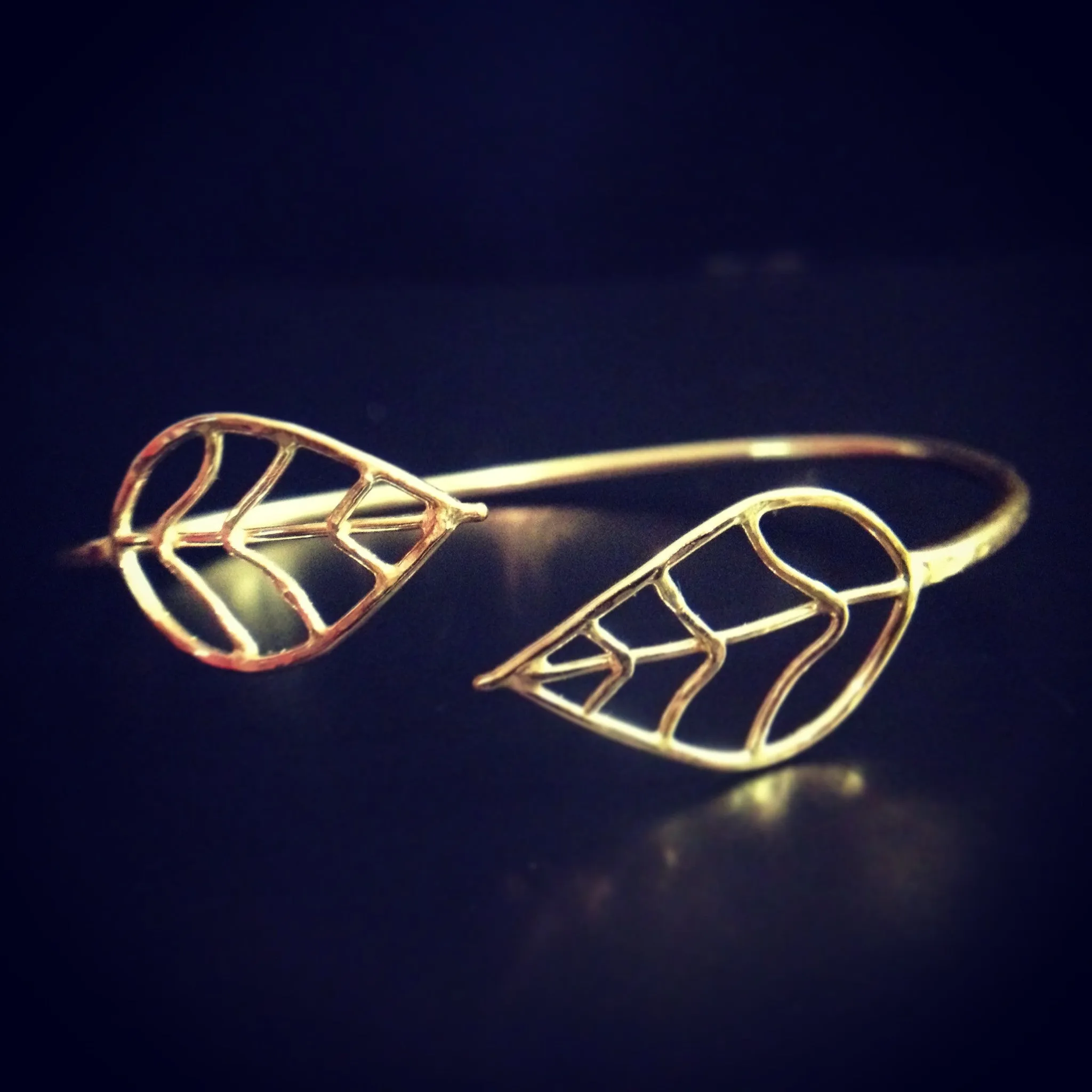 Hammered Double Leaf Cuff