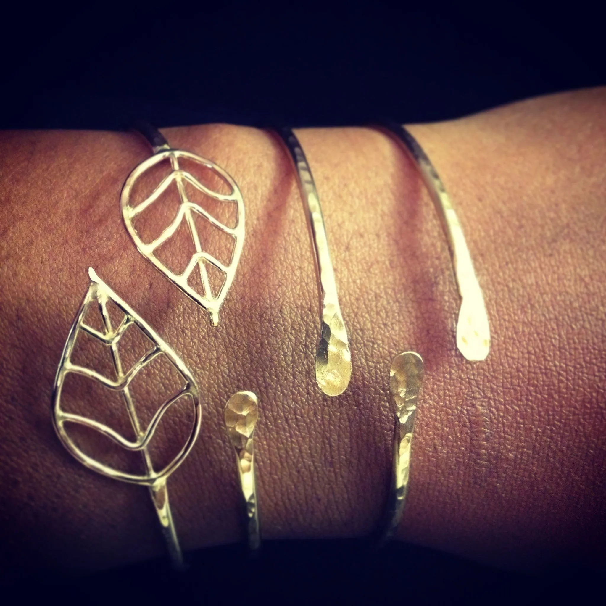 Hammered Double Leaf Cuff
