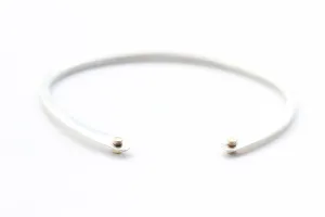 Hammered Sterling Silver Bracelet With 14k Gold Riveted Wire