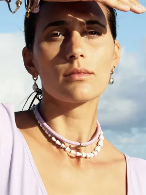 HANALEI 14KT GOLD LEATHER CHOKER with diamonds