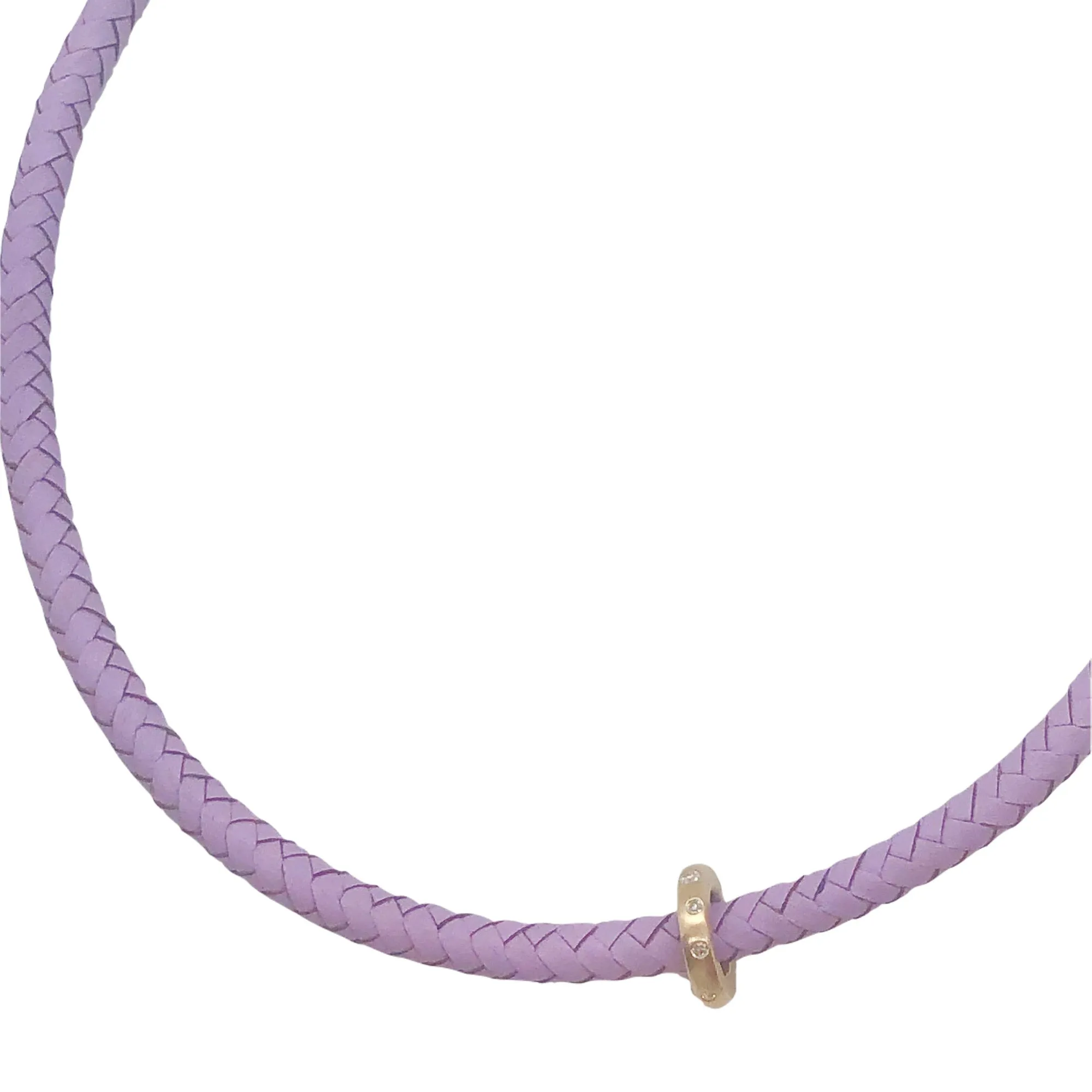 HANALEI 14KT GOLD LEATHER CHOKER with diamonds