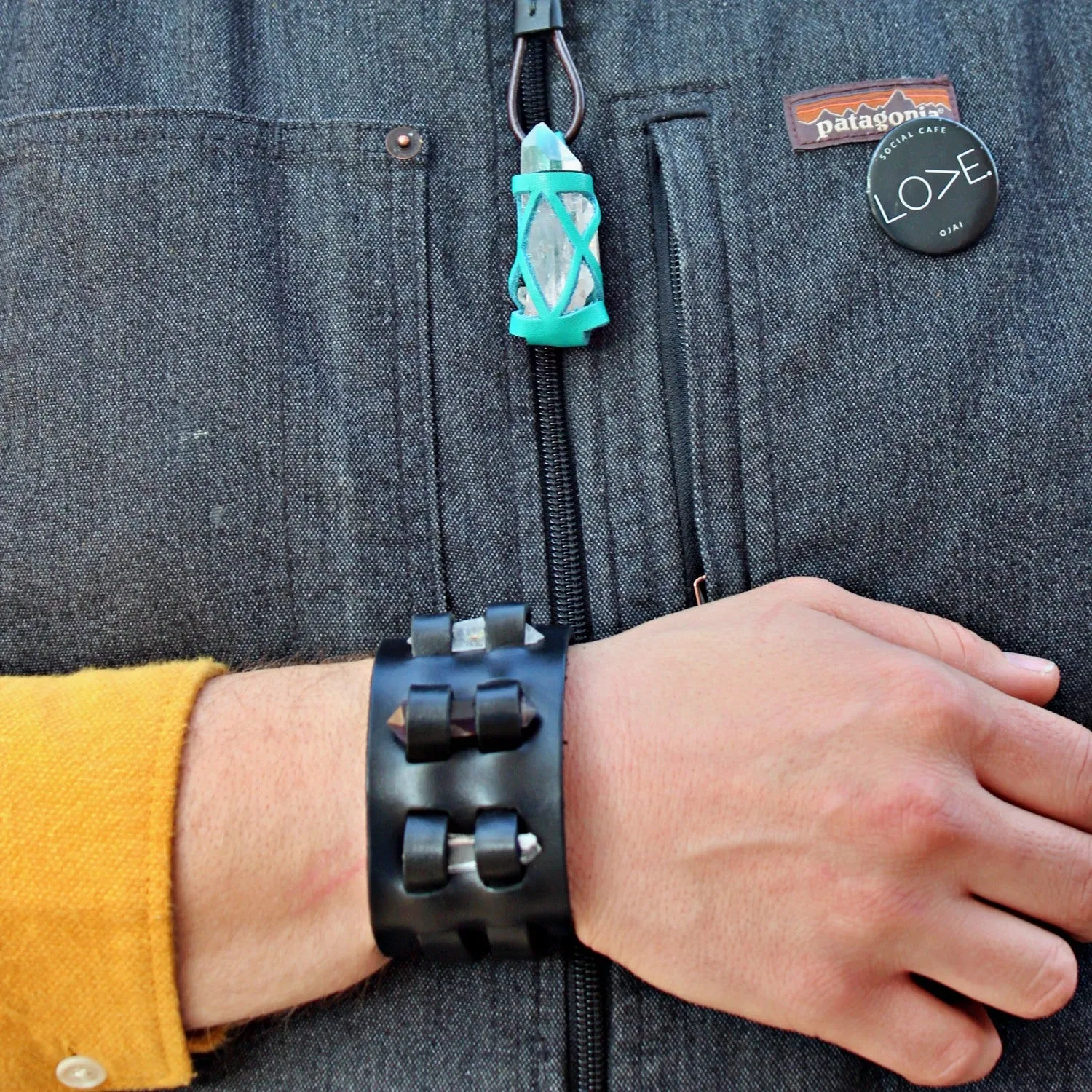Handmade genuine  leather gem stone crystal holder bracelets/ cuffs double bands (Without stones) (6 pack/$ 11 ea.)