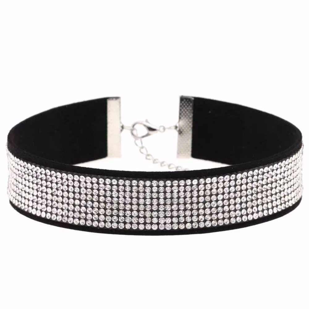 Harajuku Choker Necklace Women Crystal Choker 2018 PU Leather chocker gothic collar punk jewelry goth fashion accessories