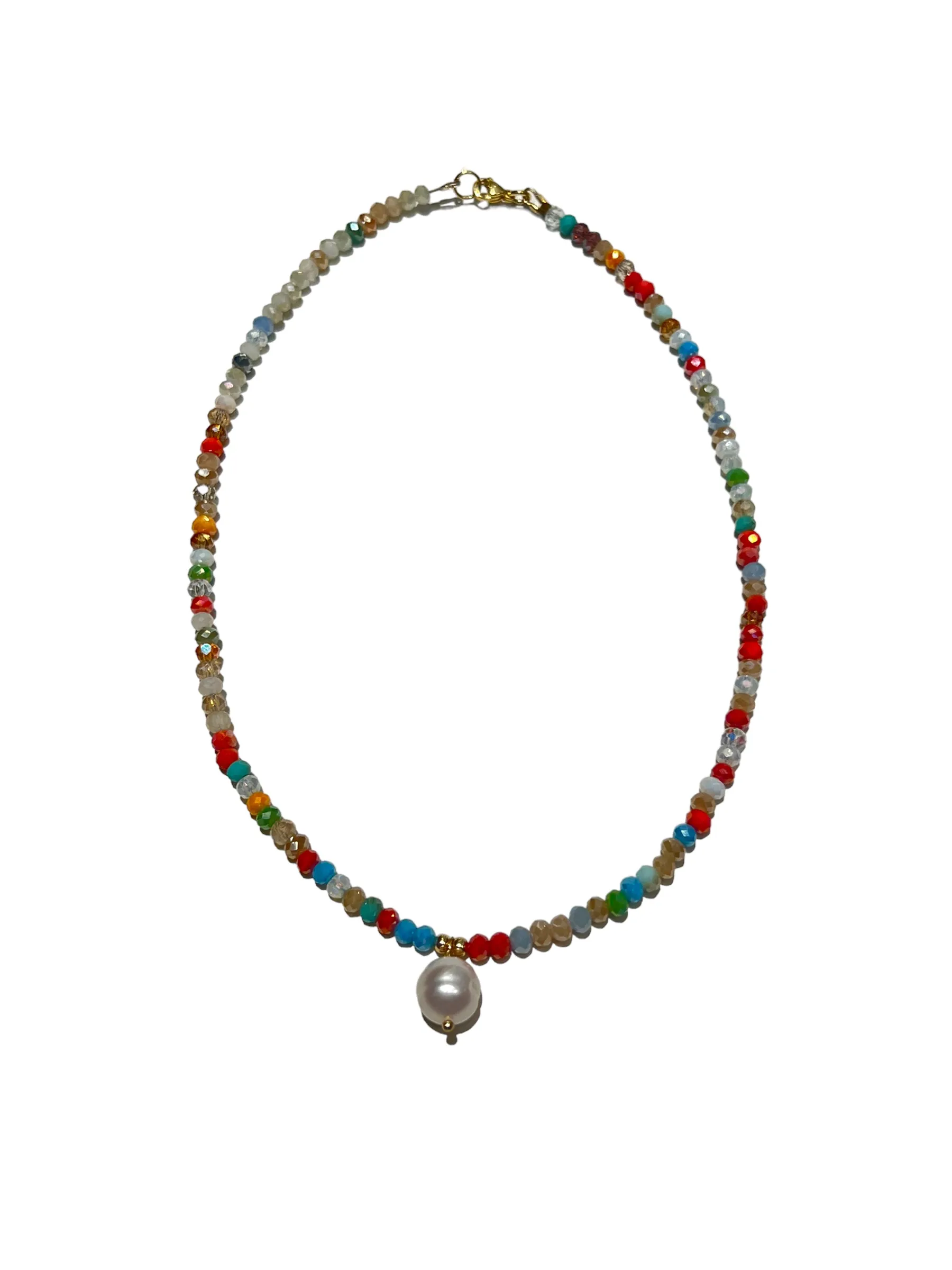 HC DESIGNS- Full Crystal Necklace with Pearl Drop (many colors available)