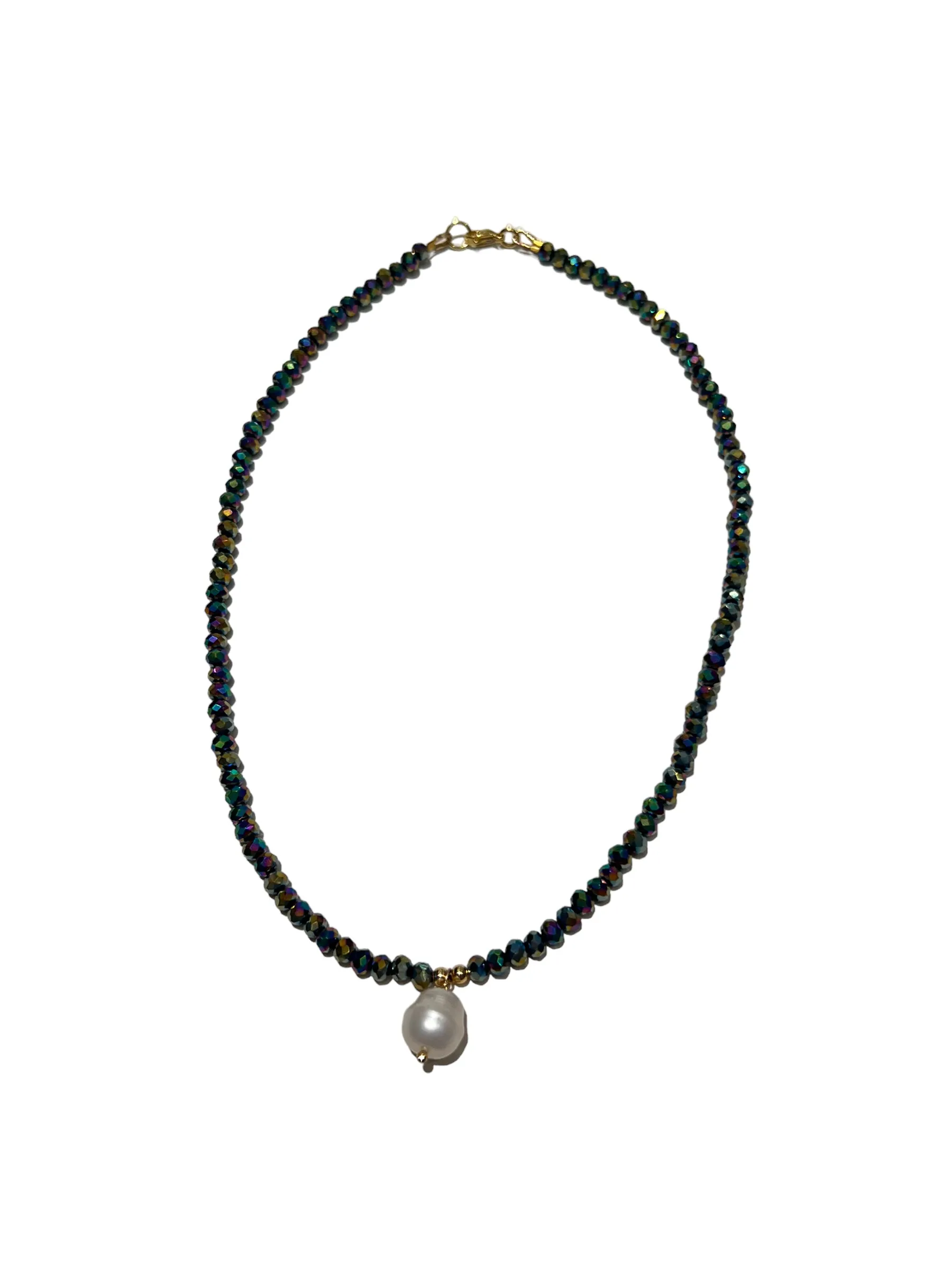 HC DESIGNS- Full Crystal Necklace with Pearl Drop (many colors available)