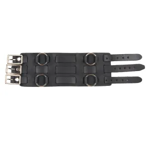 HCR-22B - Wrist Cuff w/ Four Rings- Black