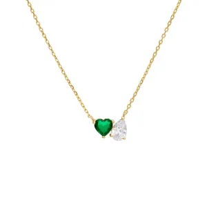 Heart X Pear CZ Necklace
