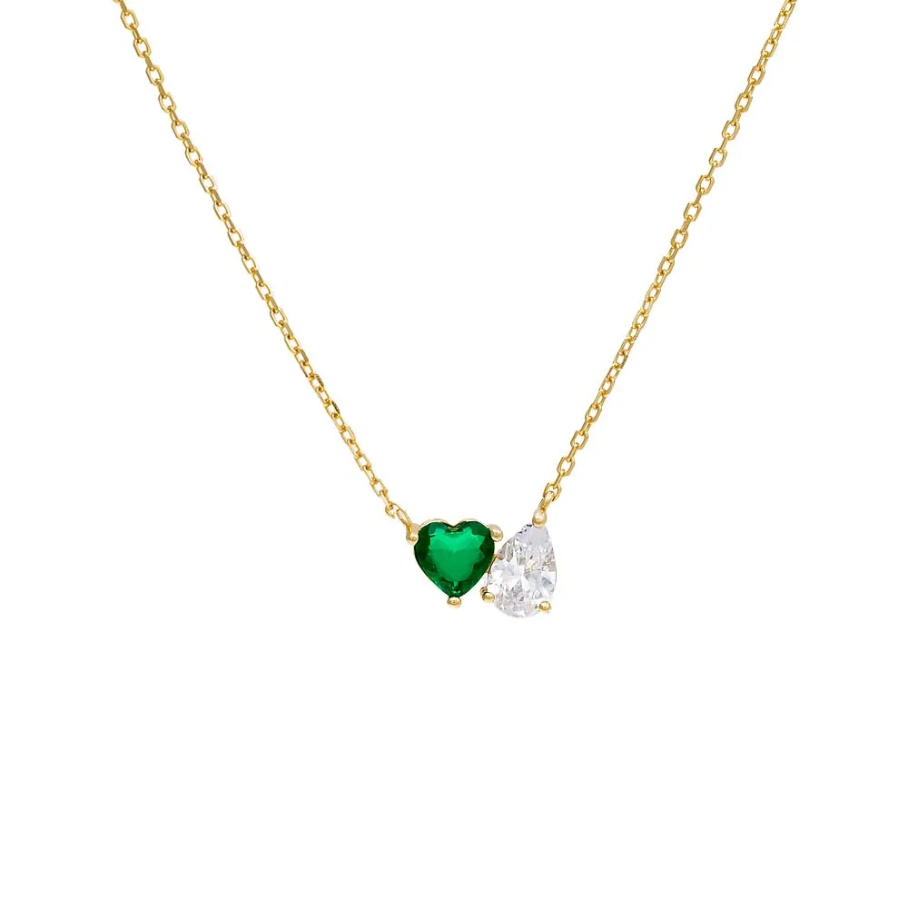 Heart X Pear CZ Necklace