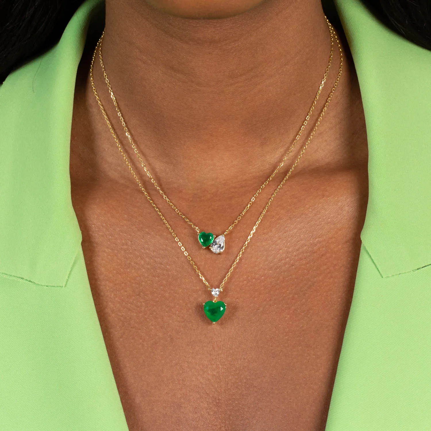 Heart X Pear CZ Necklace