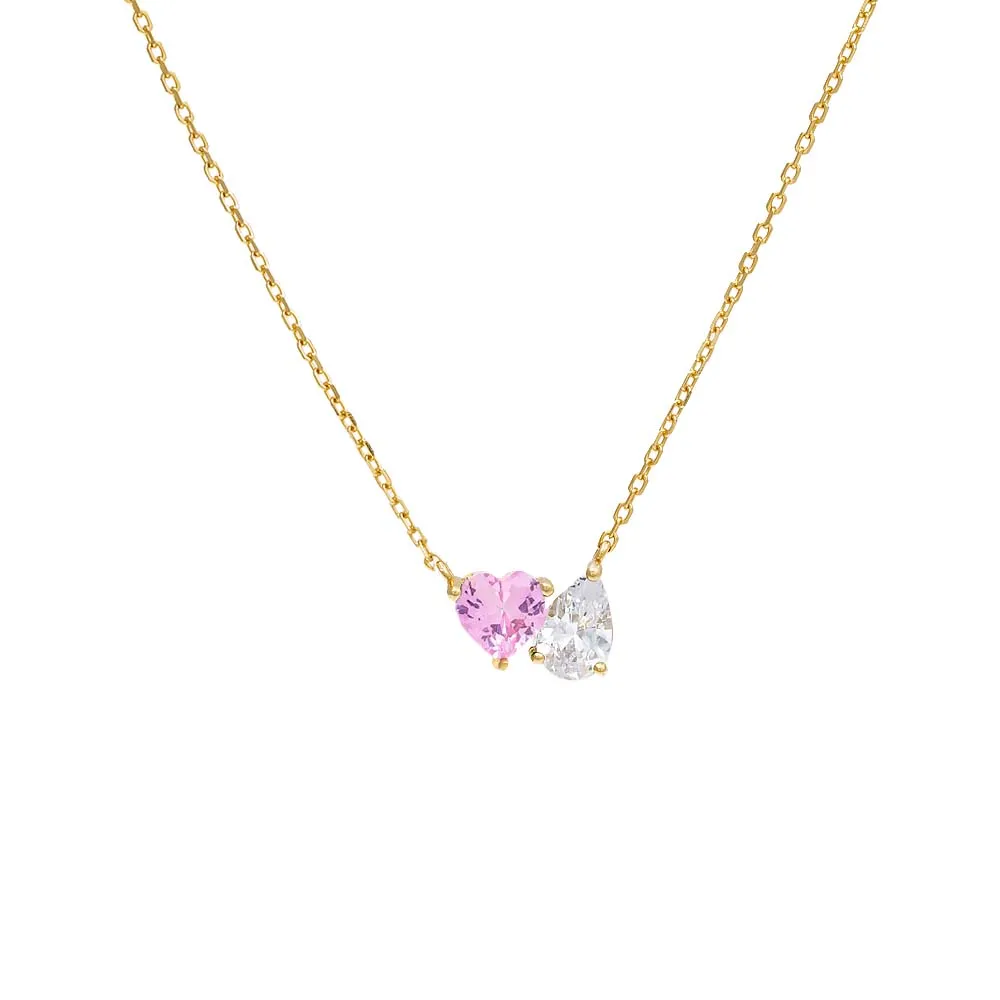 Heart X Pear CZ Necklace