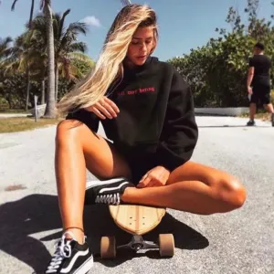 'Hell was boring' Crop Hoodie