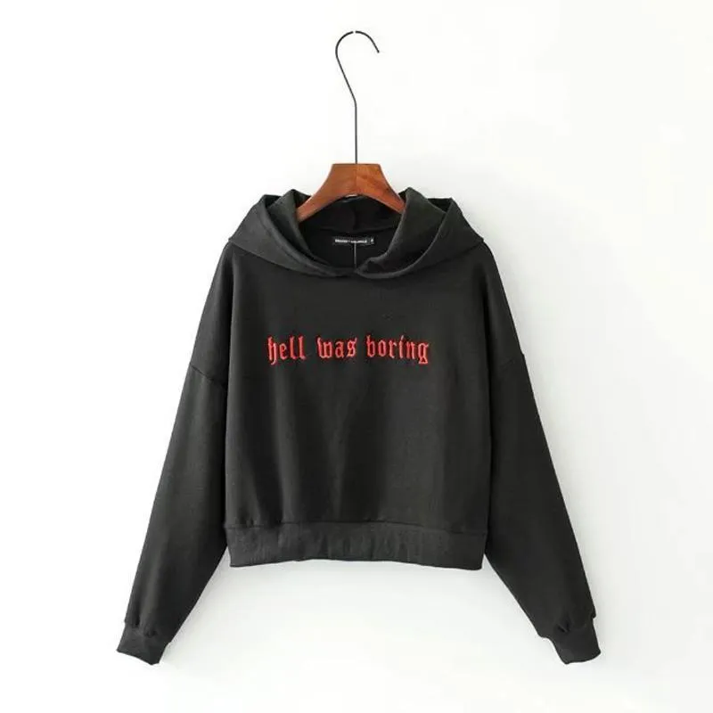 'Hell was boring' Crop Hoodie