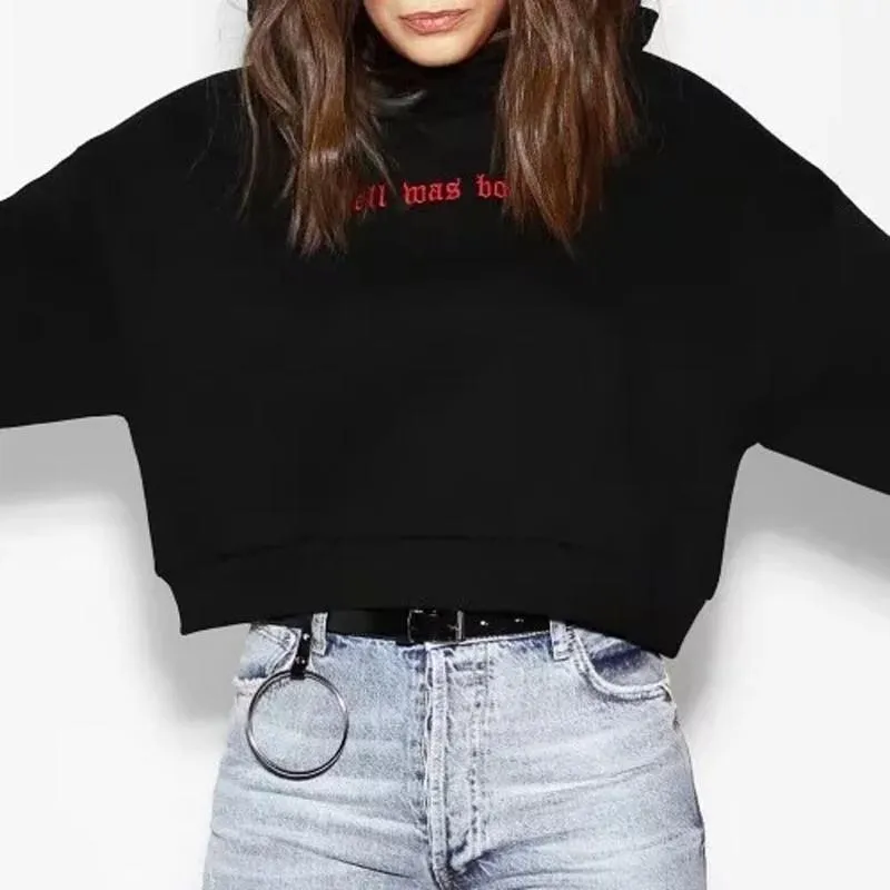'Hell was boring' Crop Hoodie