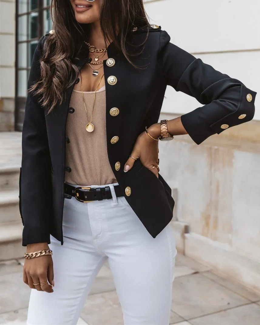 Here for Business Ruched Blazer - Black