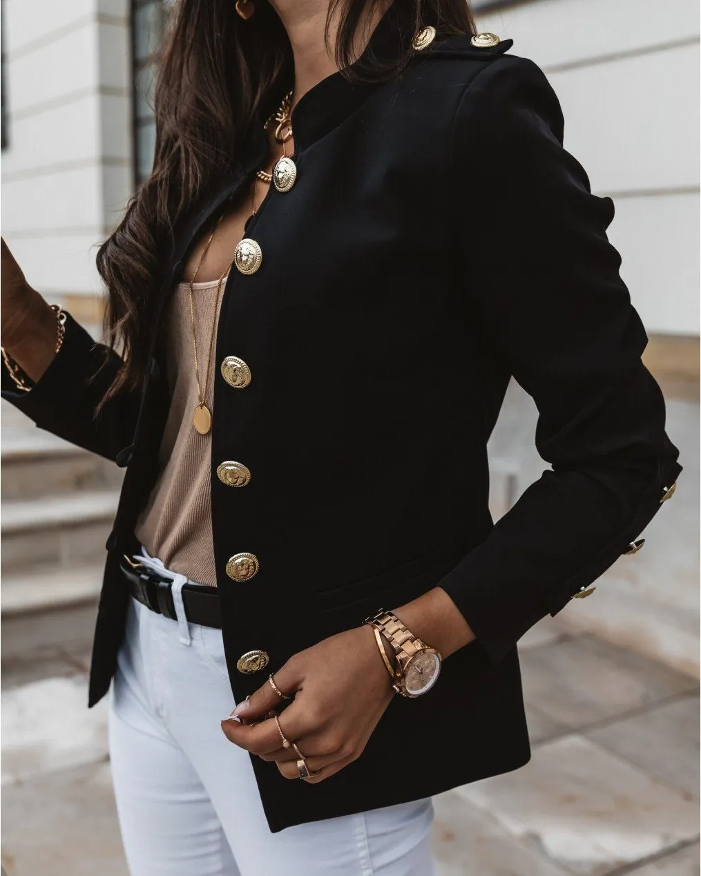 Here for Business Ruched Blazer - Black