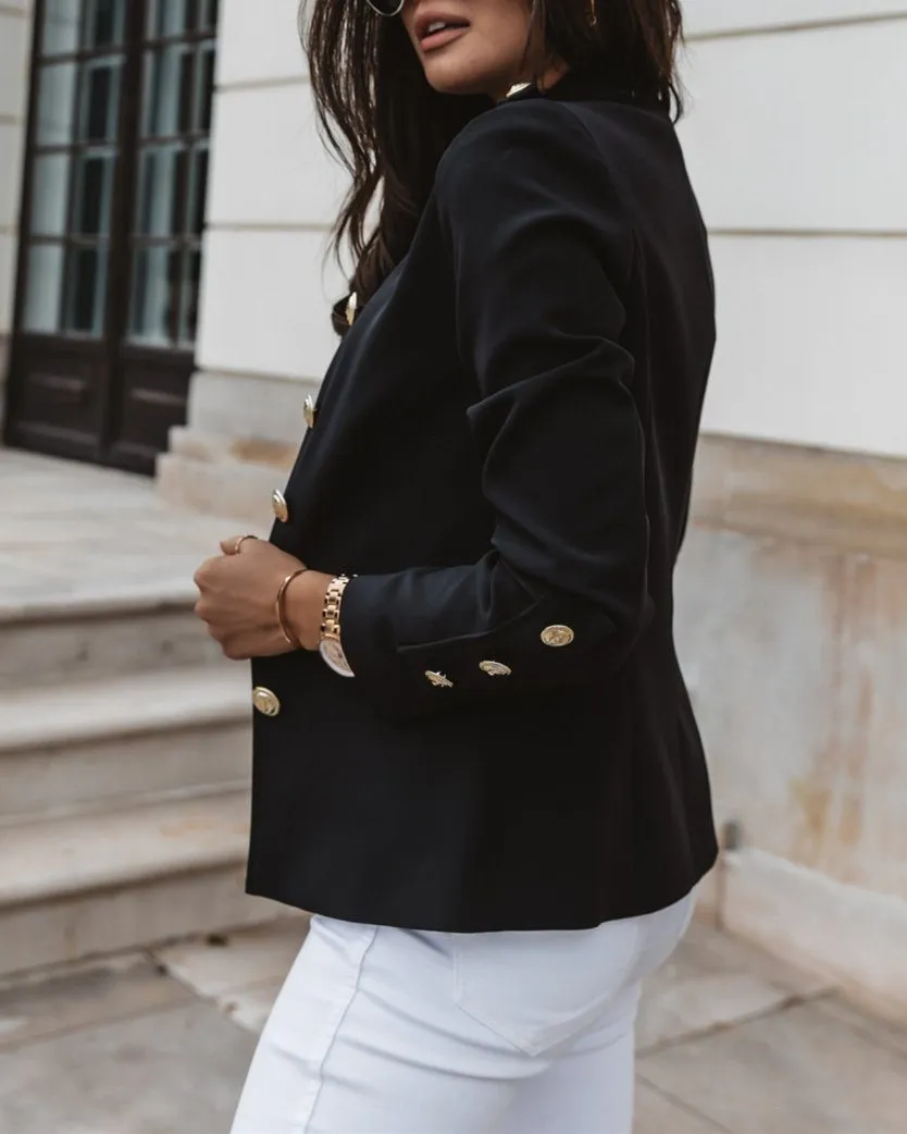 Here for Business Ruched Blazer - Black