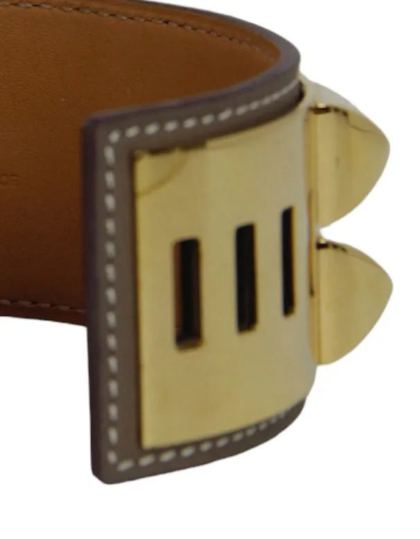 Hermes Etoupe & Goldtone Collier de Chien CDC Bracelet sz T2