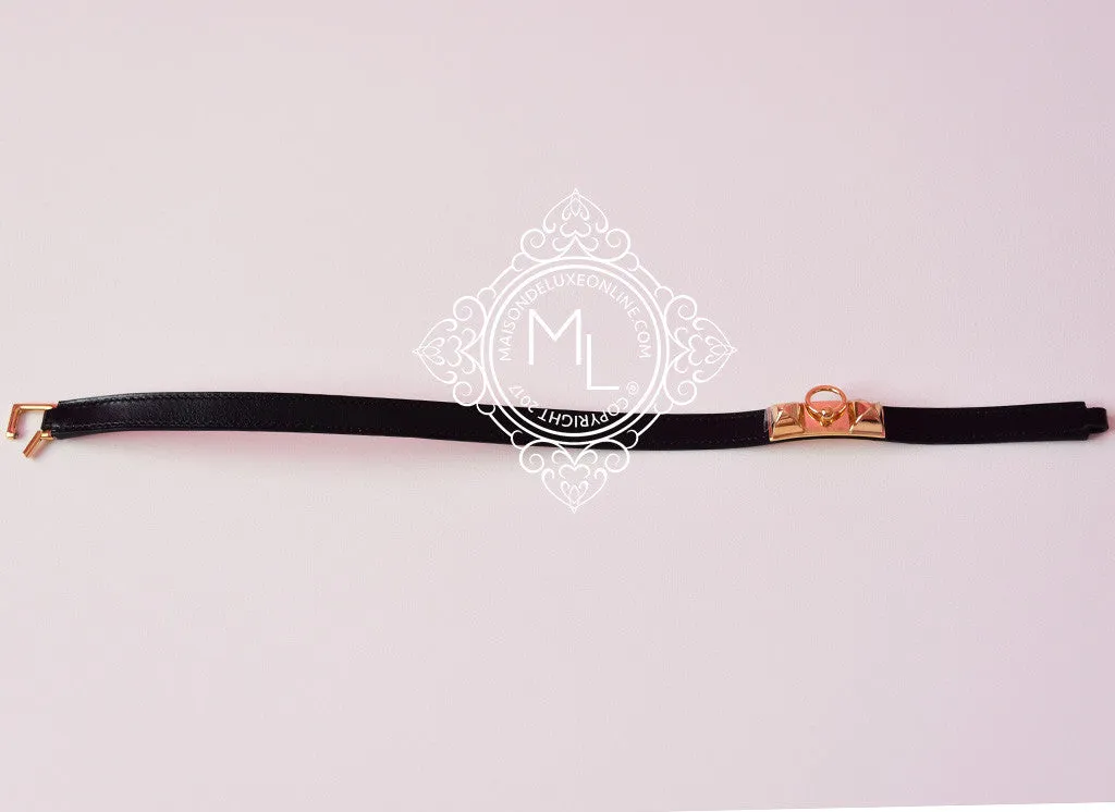 Hermes Noir Black GHW Rivale Double Tour Bracelet Cuff S