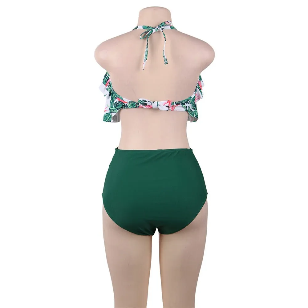 High Waist Fruit Print Sexy Ruffled Bikini Set