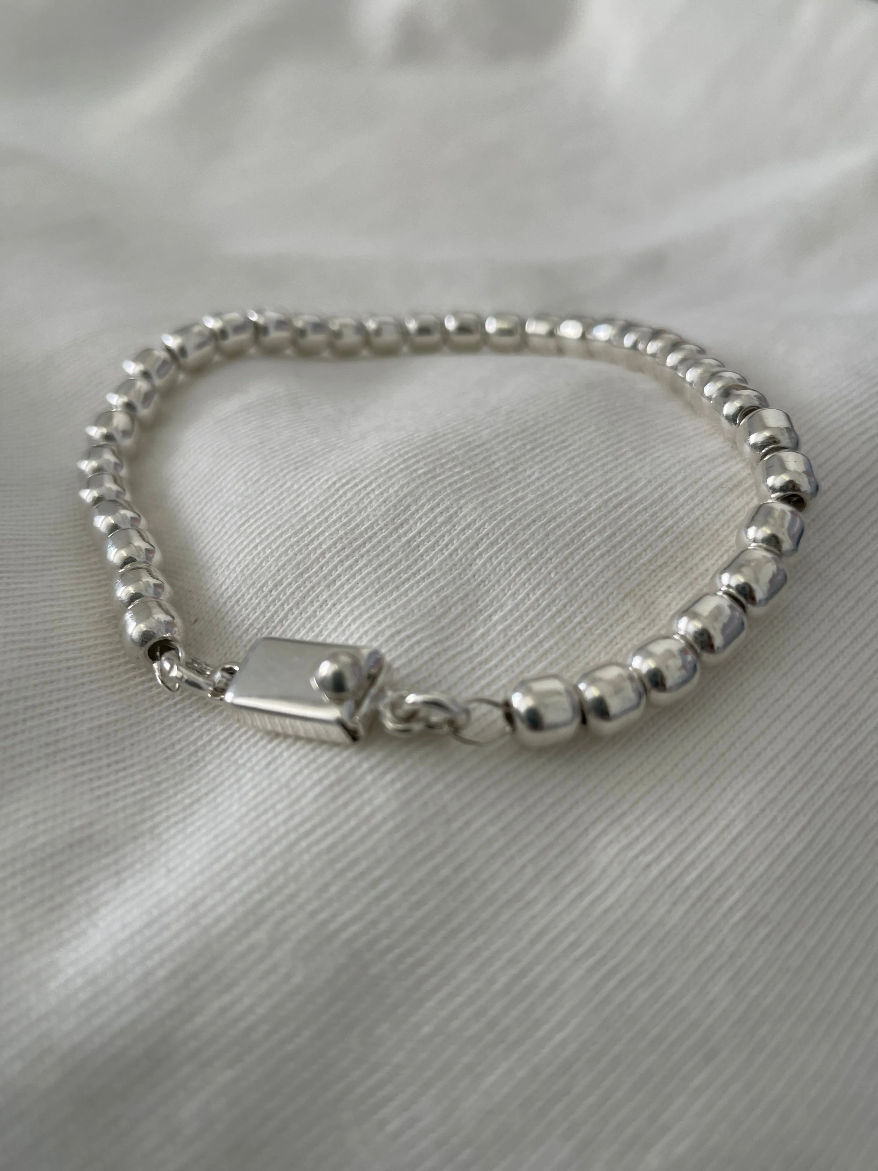 Hola Bella Silver Rice Bead Bracelet
