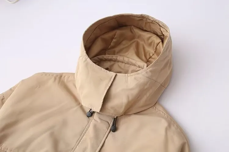 Hooded Jacket Summer Women Clothing Street Casual  with pocket