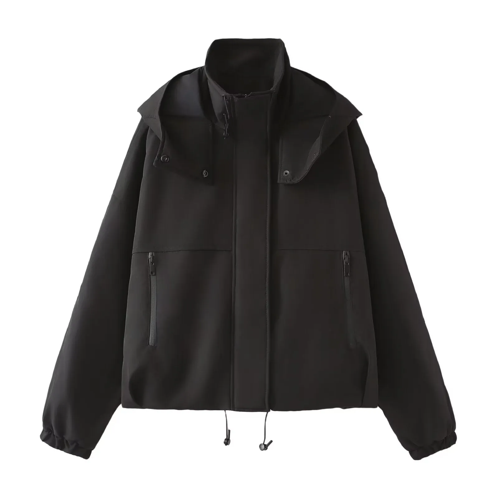 Hooded Jacket Summer Women Clothing Street Casual  with pocket