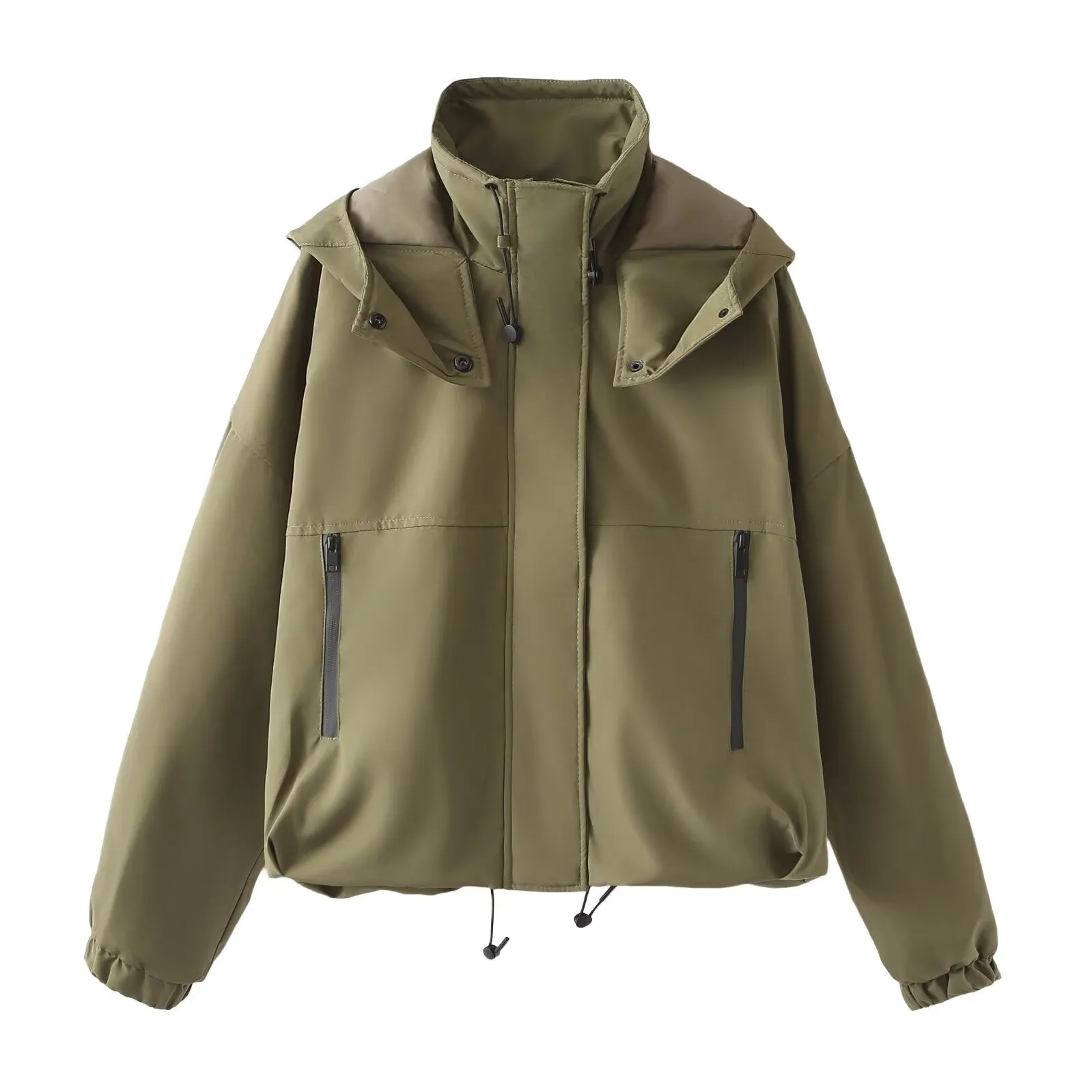 Hooded Jacket Summer Women Clothing Street Casual  with pocket