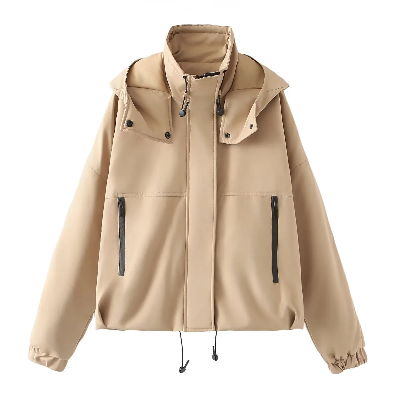 Hooded Jacket Summer Women Clothing Street Casual  with pocket
