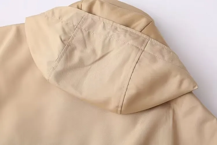 Hooded Jacket Summer Women Clothing Street Casual  with pocket