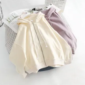 Hoodies Thick  Fashion Women Sweatshirt Coat Solid Color Baggy Casual Clothes