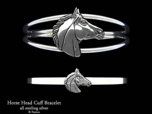 Horse Head Cuff Bracelet Sterling Silver