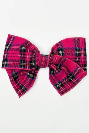Hot Pink Tartan Hair Bow