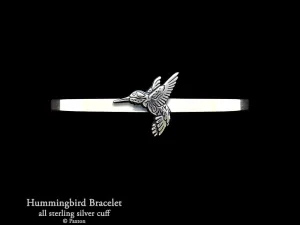 Hummingbird Cuff Bracelet Sterling Silver