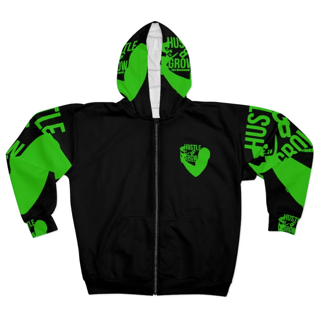 Hustle & Grow Zip Hoodie (Blk/Grn)