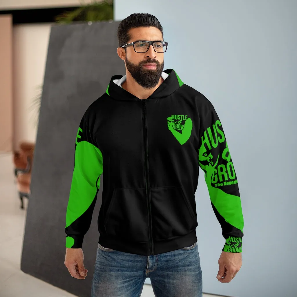 Hustle & Grow Zip Hoodie (Blk/Grn)